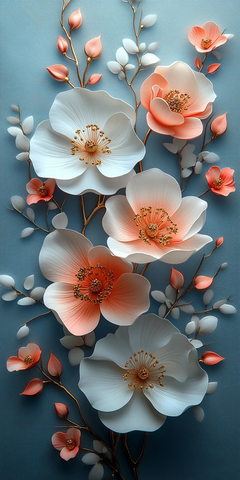 白色粉色金色花朵