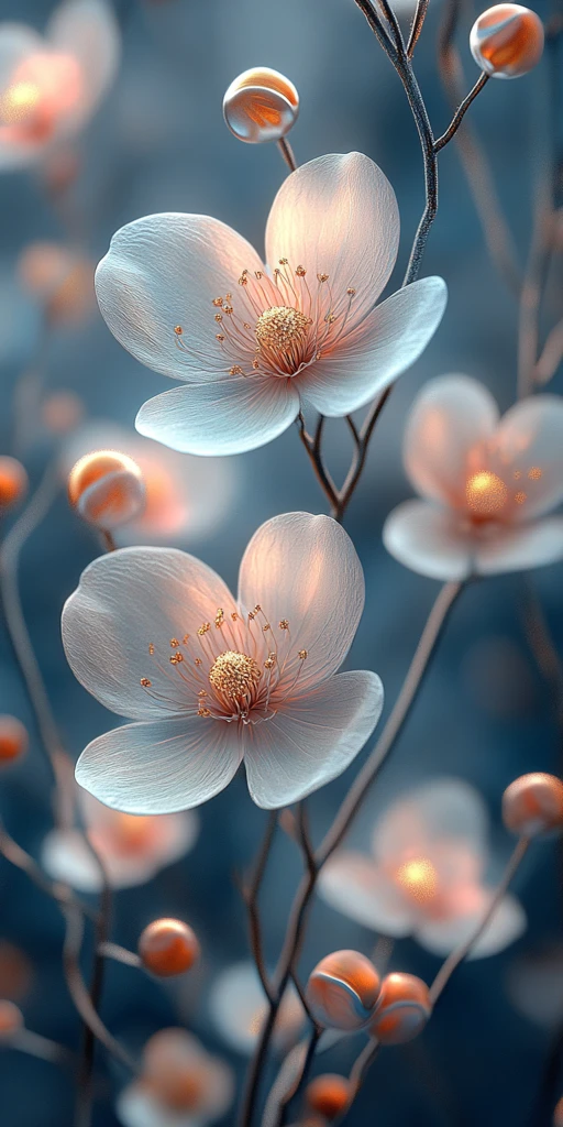 白色粉色金色花朵