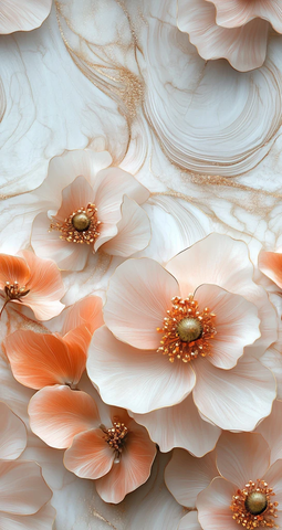 粉色花卉金色点缀