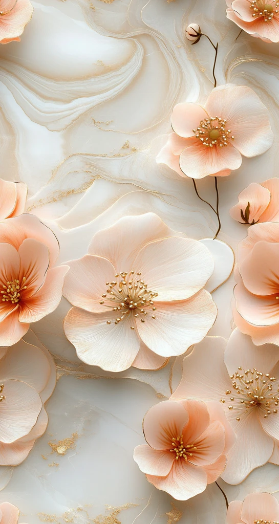 粉色花卉金色点缀