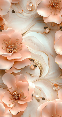 粉色花卉金色点缀