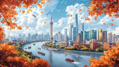 黄浦江畔现代化都市风光