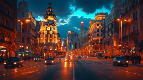 雨夜城市街景灯光璀璨车水马龙
