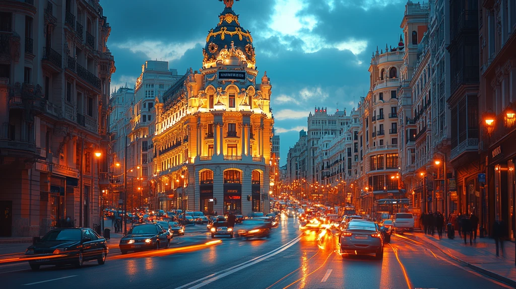 雨夜城市街景灯光璀璨车水马龙