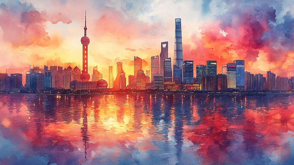 城市地标建筑群鸟瞰全景