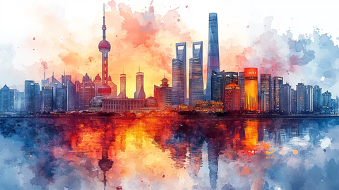 城市地标建筑群鸟瞰全景