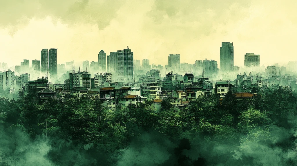 现代化都市建筑群的天际线景观