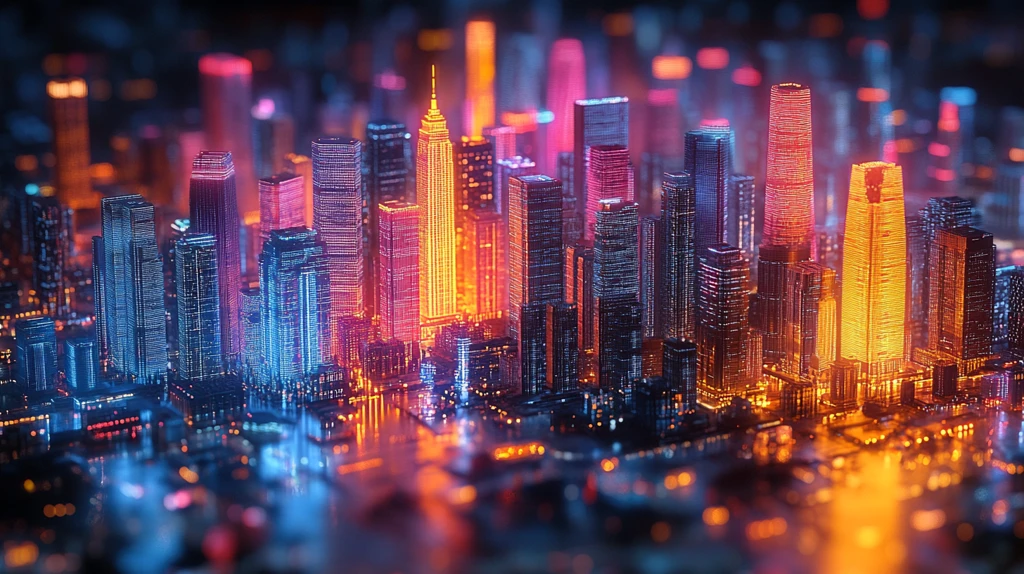 城市灯火辉煌的夜景高楼大厦建筑群