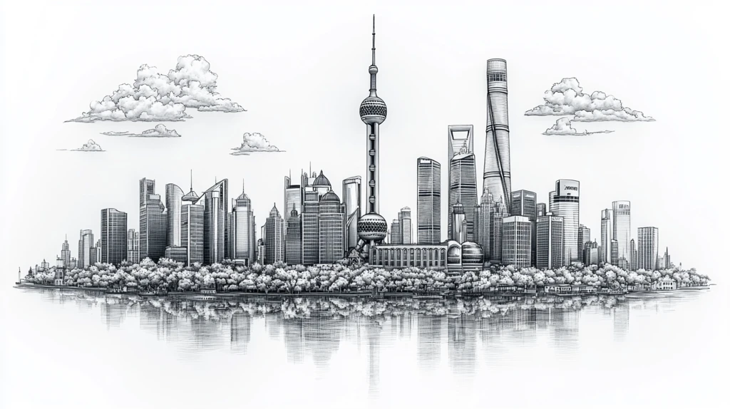 东方明珠塔下的城市建筑群鸟瞰图