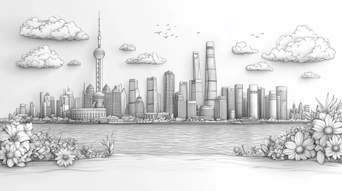 东方明珠塔下的城市建筑群鸟瞰图