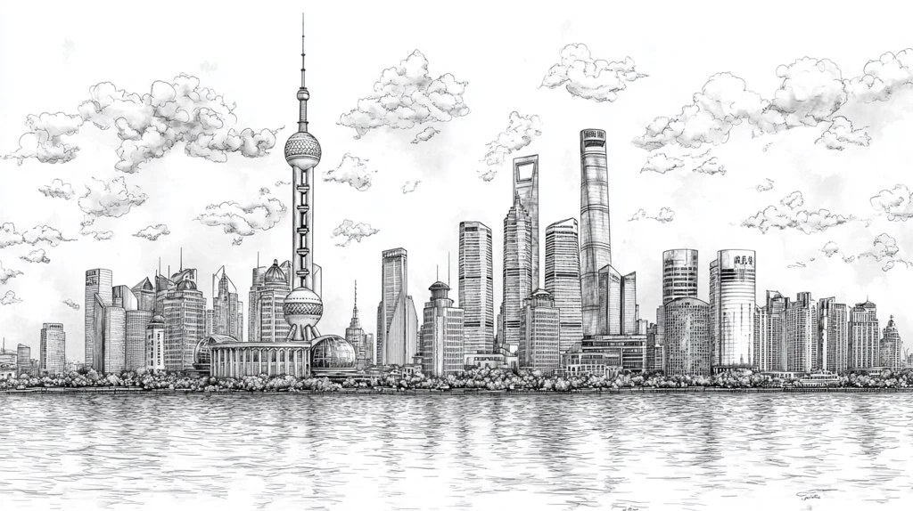 东方明珠塔下的城市建筑群鸟瞰图