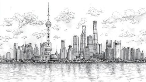 东方明珠塔下的城市建筑群鸟瞰图