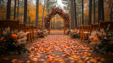 秋季婚礼森林木制拱门装饰