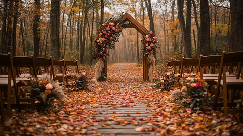 秋季婚礼森林木制拱门装饰