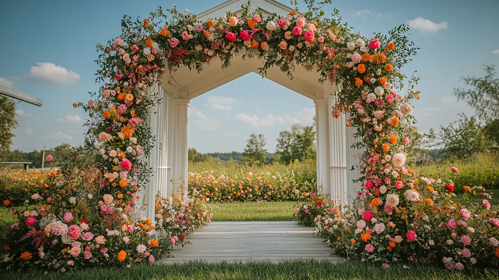 白色拱门婚礼舞台设计