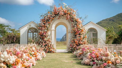 白色拱门婚礼舞台设计