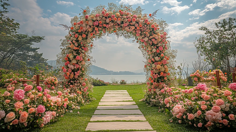 白色拱门婚礼舞台设计