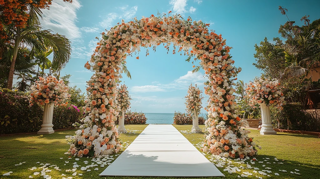 白色拱门婚礼舞台设计