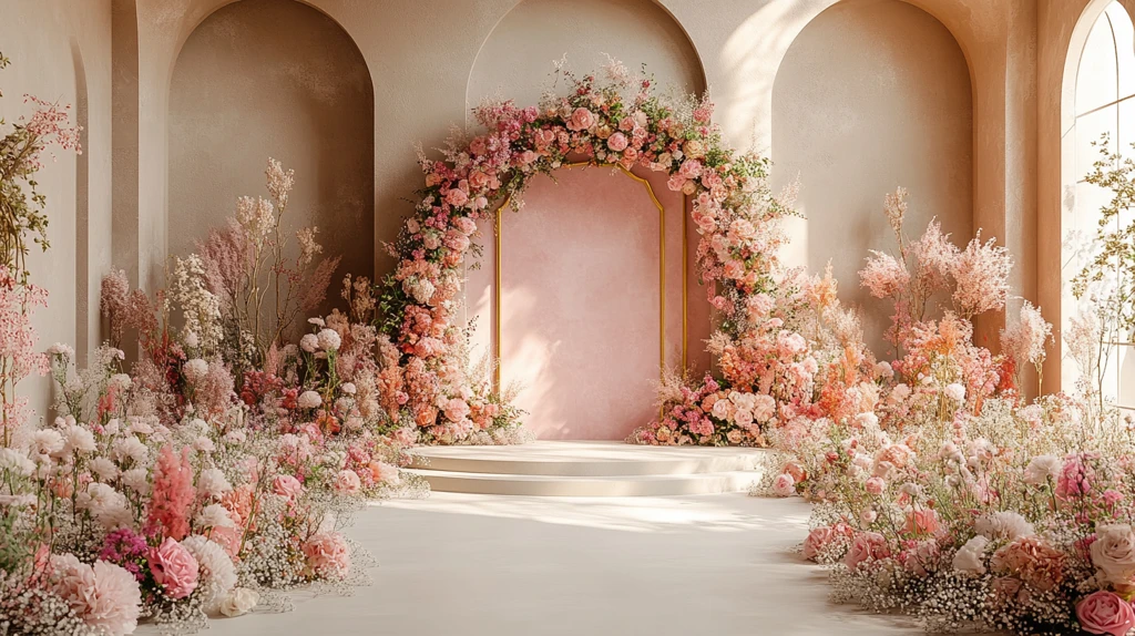 婚礼舞台花艺背景