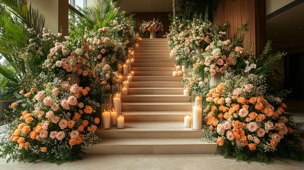 婚礼楼梯花艺装饰