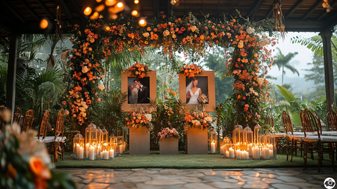 婚礼照片墙与花艺装饰