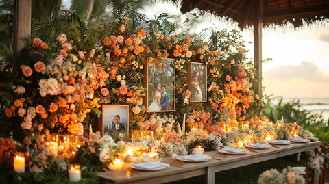 婚礼照片墙与花艺装饰