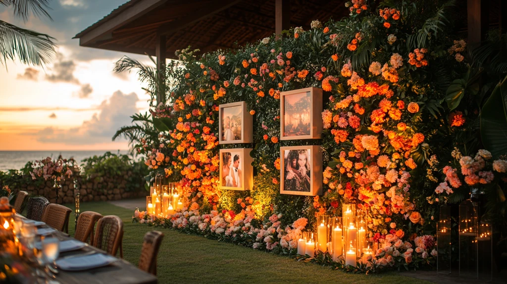婚礼照片墙与花艺装饰