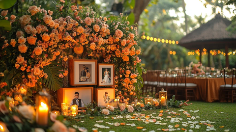 婚礼照片墙与花艺装饰