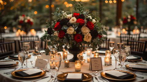 黑色圆桌婚礼布置