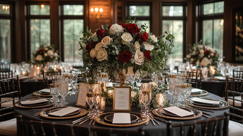 黑色圆桌婚礼布置