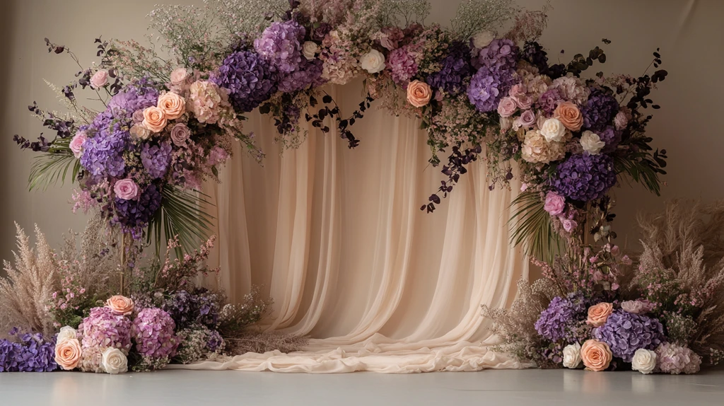 紫色婚礼花拱门装饰