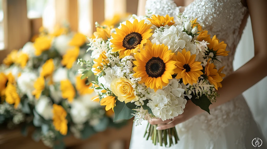 新娘手持向日葵花束