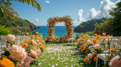 黄色白色花拱门