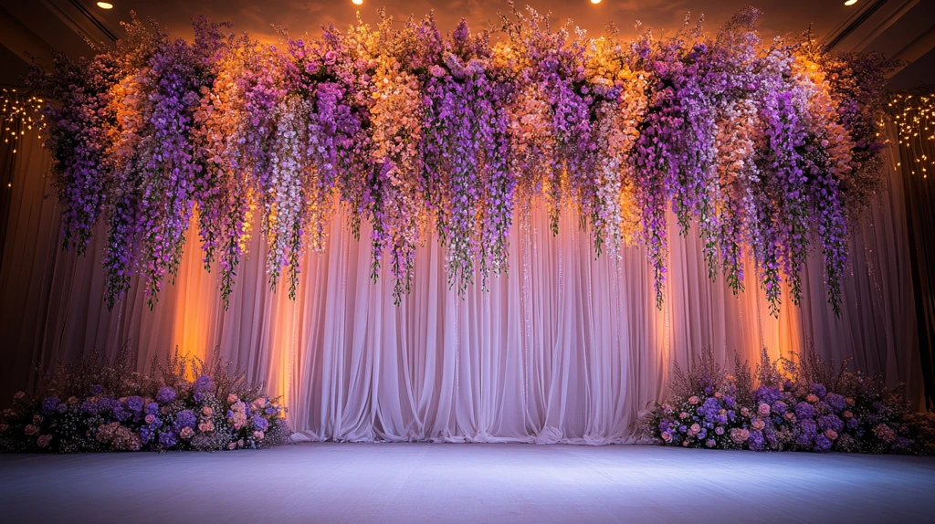 婚礼舞台装饰紫色花卉