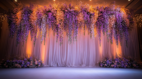 婚礼舞台装饰紫色花卉