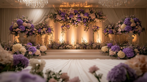 婚礼舞台装饰紫色花卉