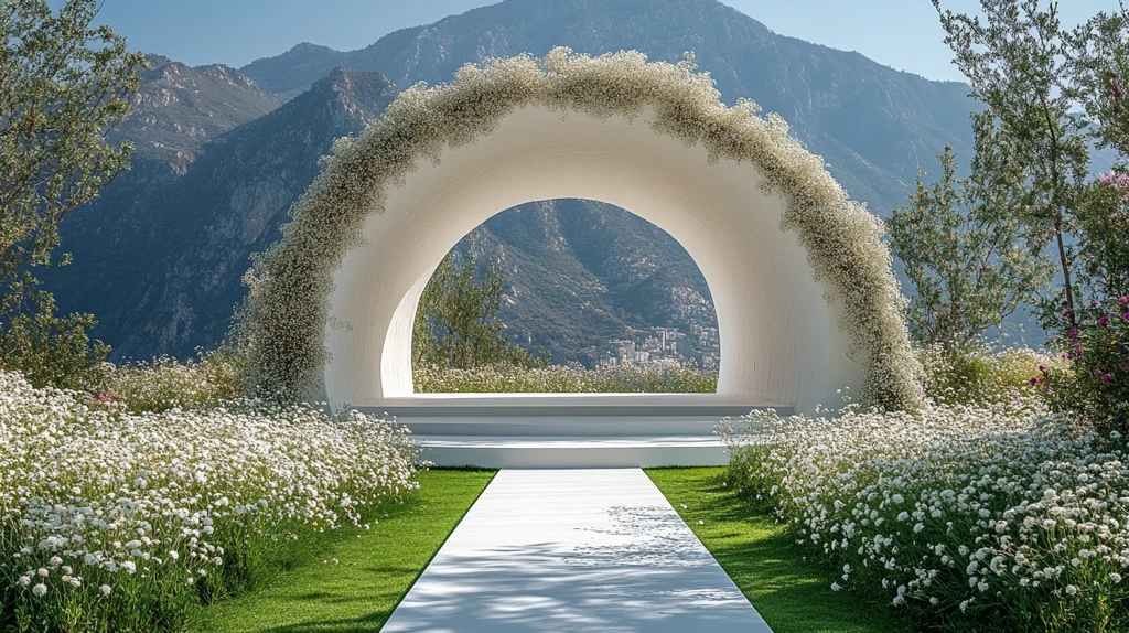 白色婚礼舞台与自然背景