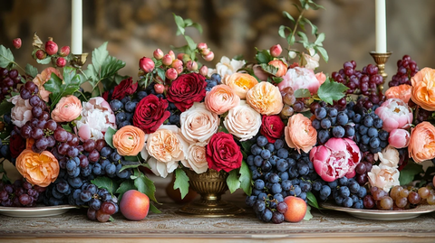 婚礼桌花与果实装饰