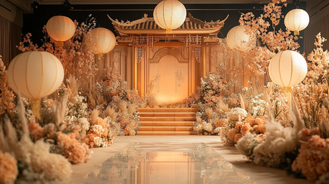 中式婚礼舞台背景装饰