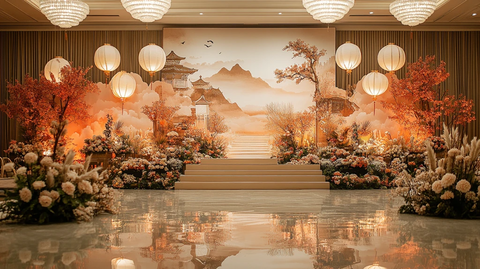 中式婚礼舞台背景装饰