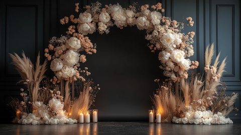 白花黑墙婚礼装饰