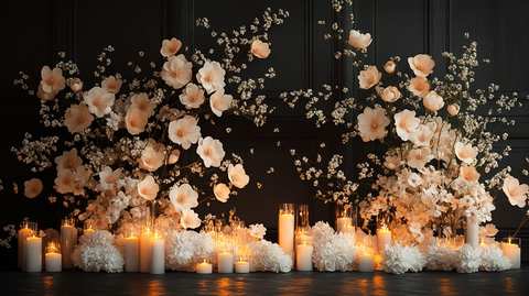 白花黑墙婚礼装饰
