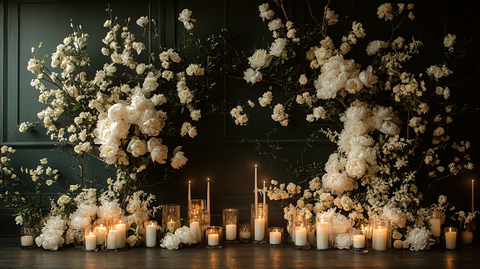白花黑墙婚礼装饰