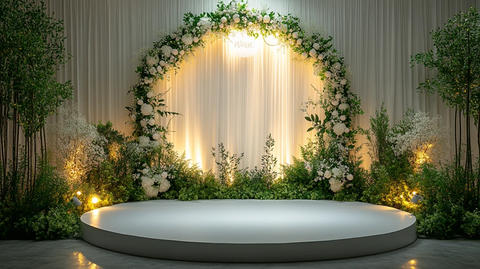 白色婚礼背景墙与拱门装饰