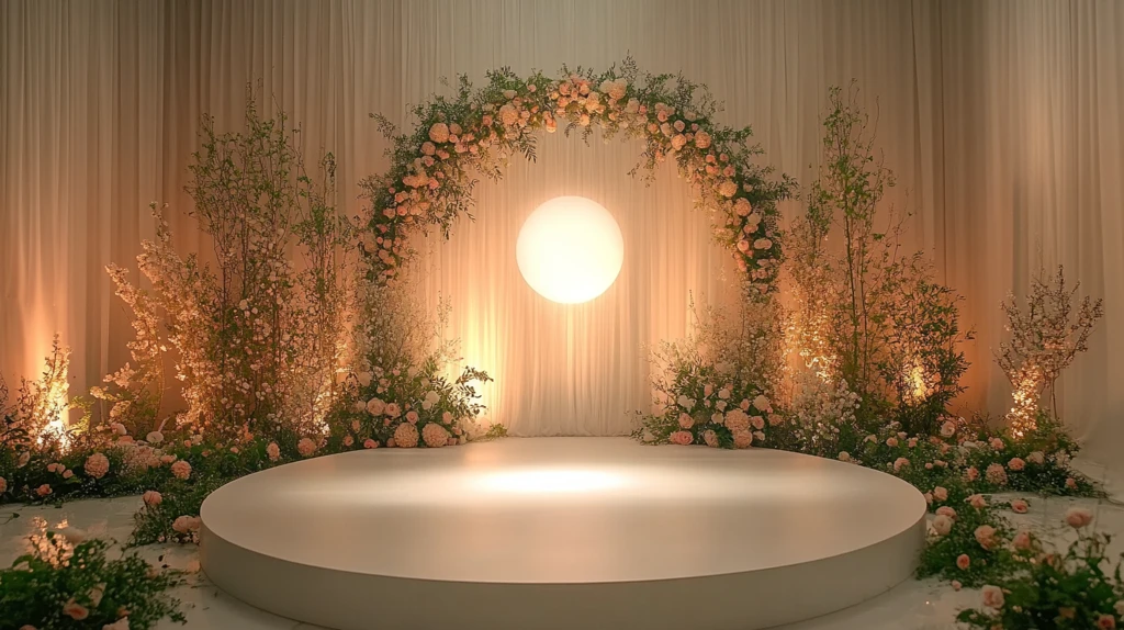 白色婚礼背景墙与拱门装饰