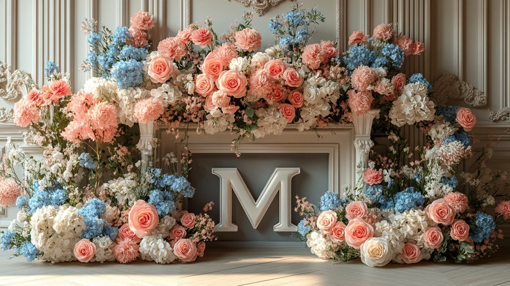 婚礼舞台背景与花艺装饰