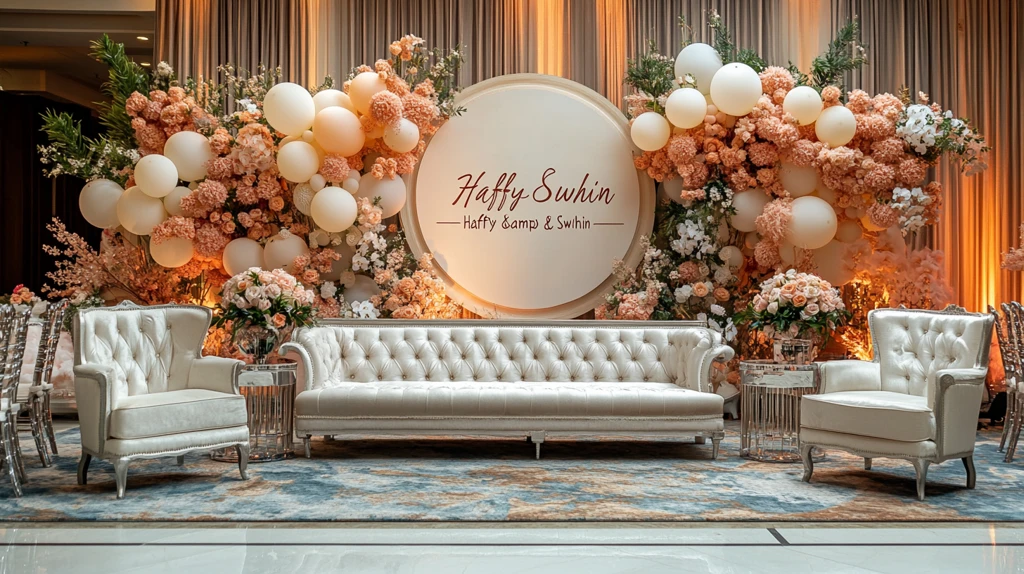 婚礼舞台装饰与个性化文本展示