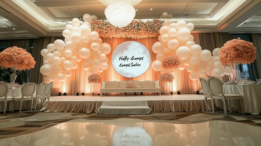 婚礼舞台装饰与个性化文本展示