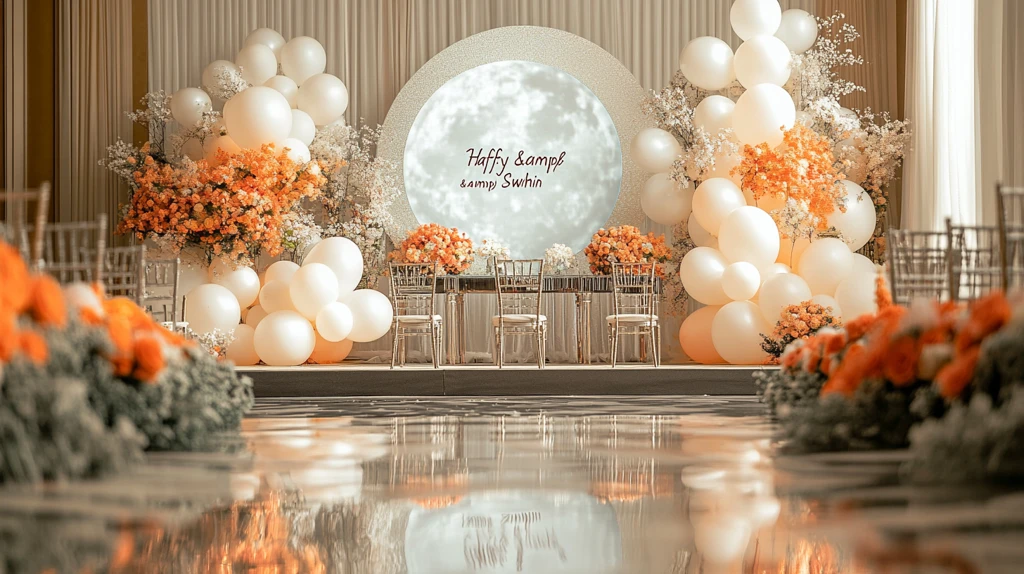 婚礼舞台装饰与个性化文本展示