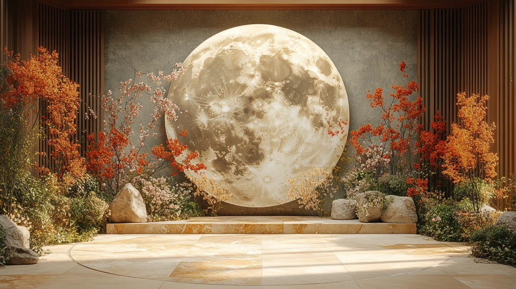 月亮背景花园婚礼装饰